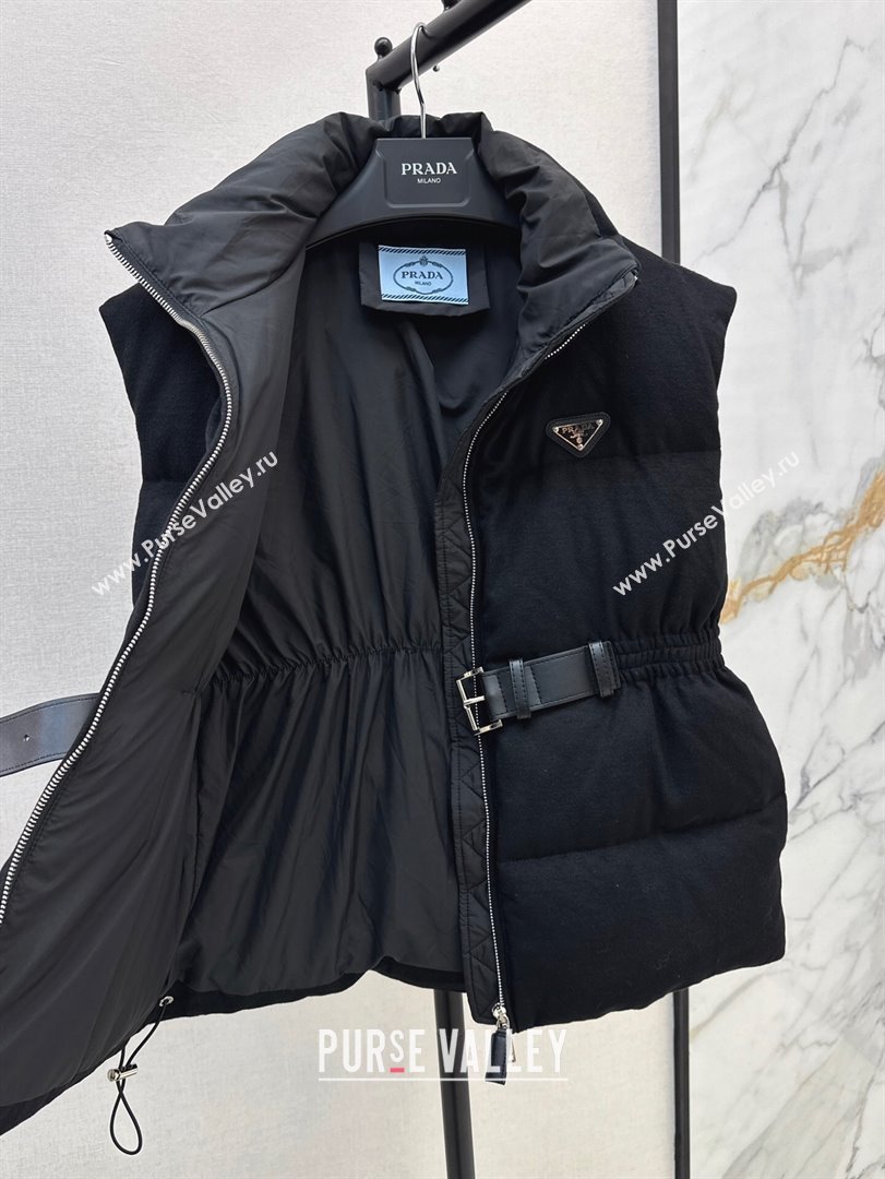 Prada Flannel Down Vest P101905 Black 2024 (Q-24101905)