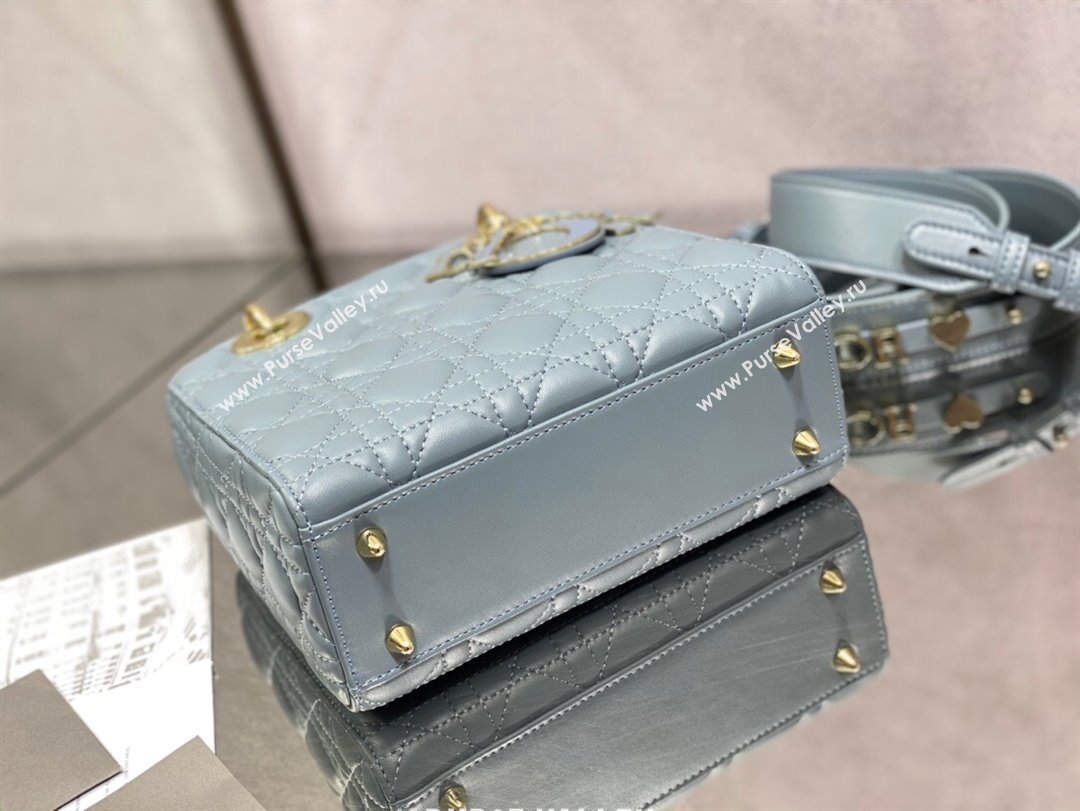 Dior Small Lady My ABCDior Bag in Light Blue Cannage Lambskin 2024 0523 (XXG-240523072)