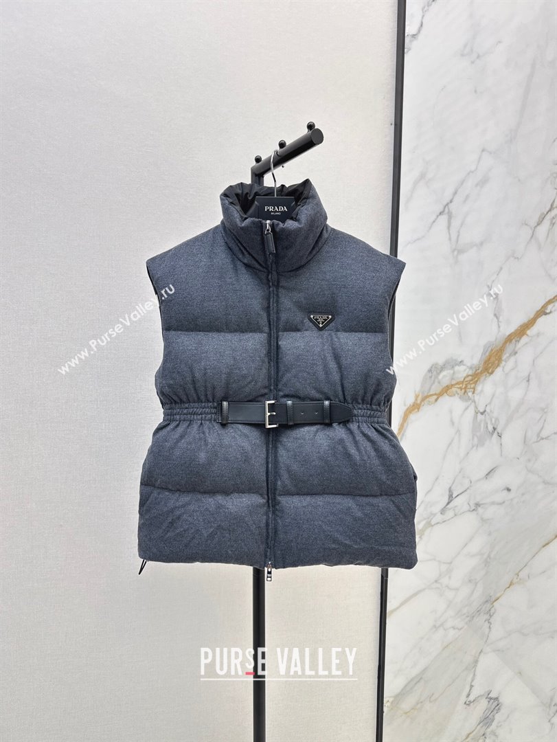 Prada Flannel Down Vest P101906 Slate Gray 2024 (Q-24101906)