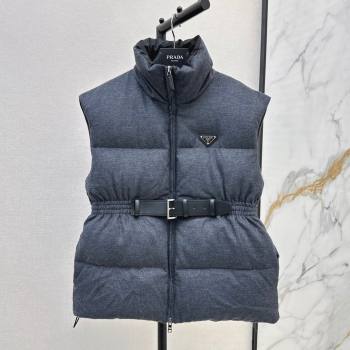 Prada Flannel Down Vest P101906 Slate Gray 2024 (Q-24101906)