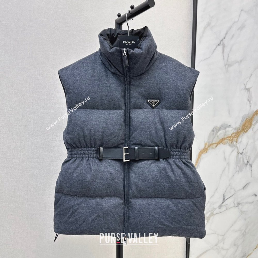 Prada Flannel Down Vest P101906 Slate Gray 2024 (Q-24101906)