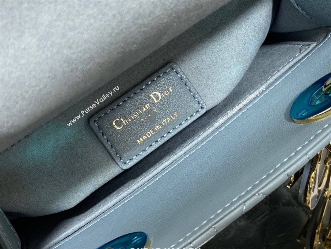 Dior Small Lady My ABCDior Bag in Light Blue Cannage Lambskin 2024 0523 (XXG-240523072)