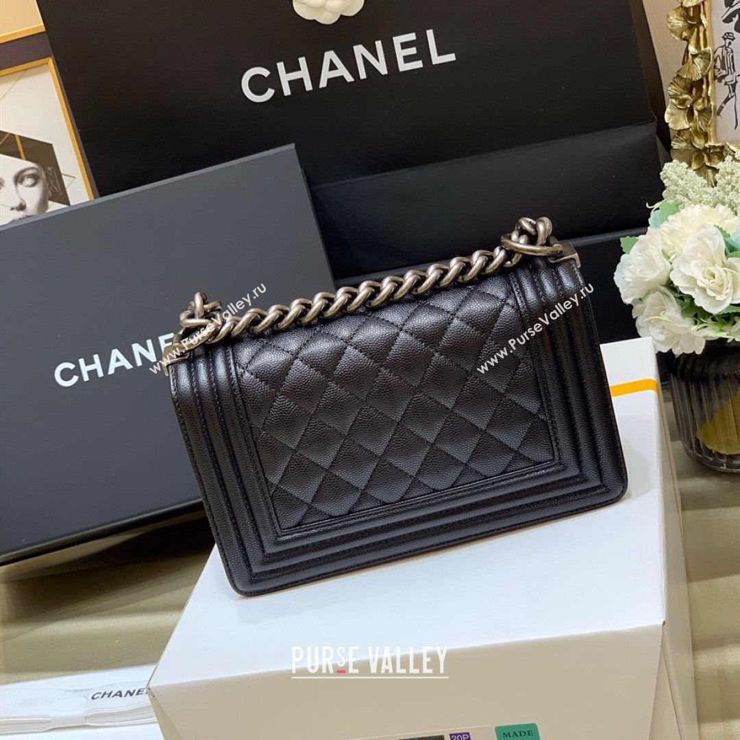 Chanel Quilted Original Haas Caviar Leather Small Boy Flap Bag Black/Silver (Top Quality) (SHUNY-210811066)