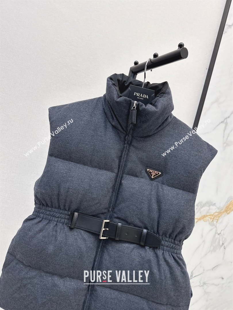 Prada Flannel Down Vest P101906 Slate Gray 2024 (Q-24101906)