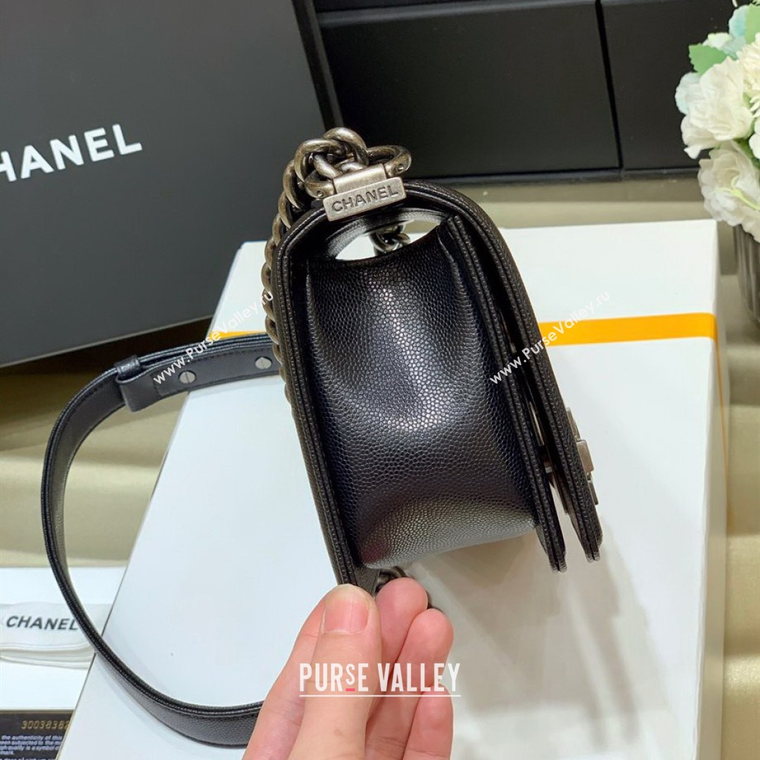 Chanel Quilted Original Haas Caviar Leather Small Boy Flap Bag Black/Silver (Top Quality) (SHUNY-210811066)