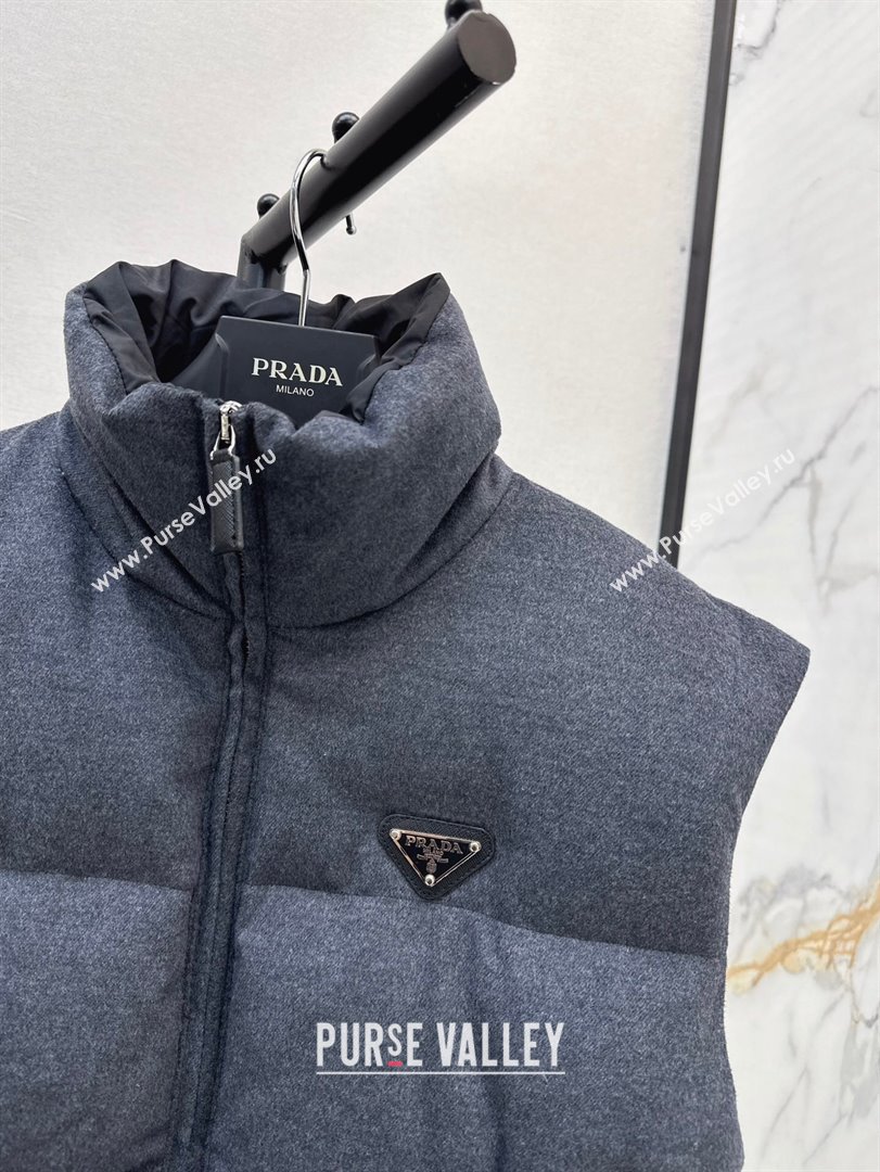 Prada Flannel Down Vest P101906 Slate Gray 2024 (Q-24101906)