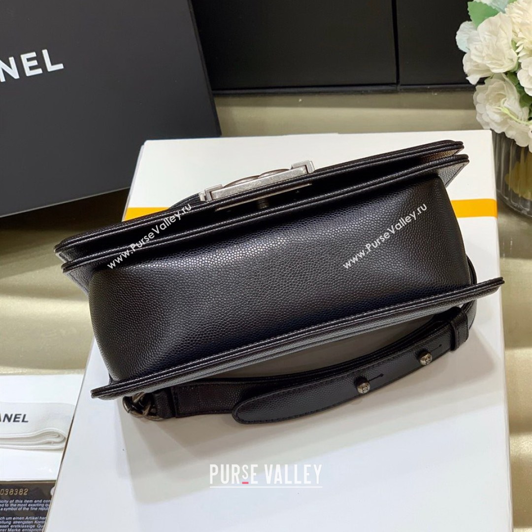 Chanel Quilted Original Haas Caviar Leather Small Boy Flap Bag Black/Silver (Top Quality) (SHUNY-210811066)