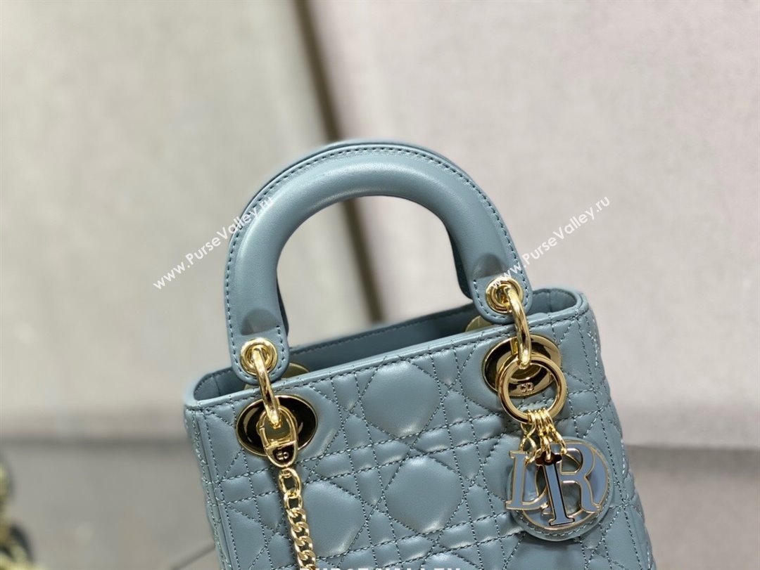 Dior Mini Lady Dior Bag in Light Blue Cannage Lambskin 2024 0523 (XXG-240523073)