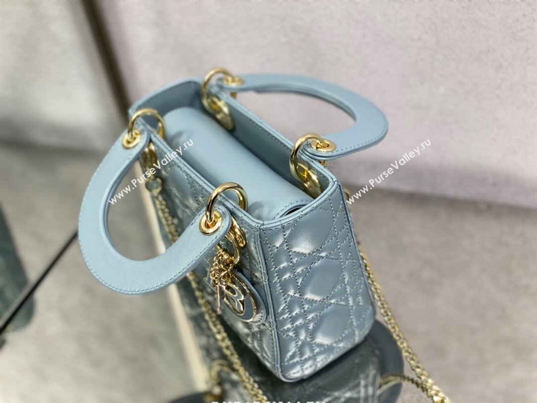 Dior Mini Lady Dior Bag in Light Blue Cannage Lambskin 2024 0523 (XXG-240523073)