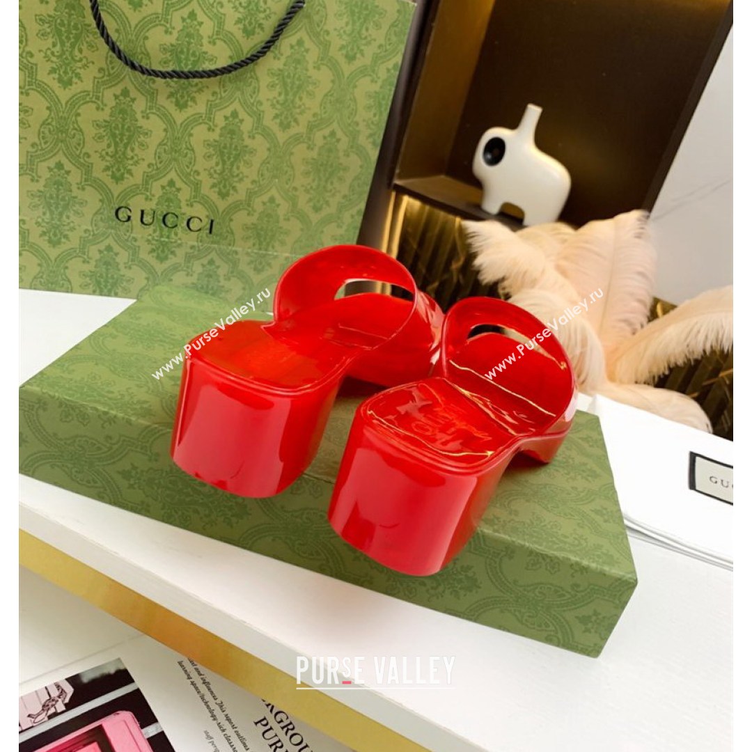 Gucci Transparent Rubber Slide Sandals Red 2021 (MD-21081044)
