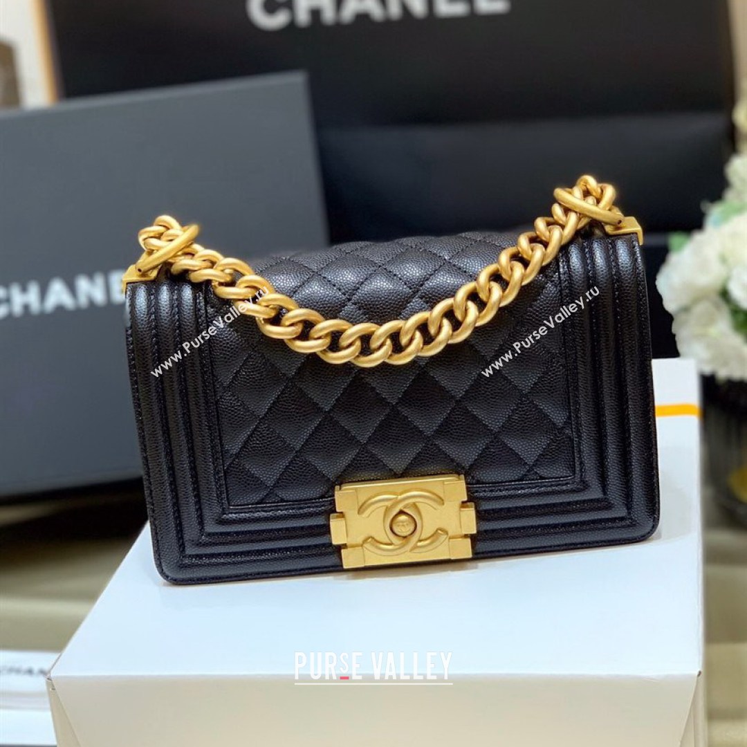 Chanel Quilted Original Haas Caviar Leather Small Boy Flap Bag Black/Gold (Top Quality) (SHUNY-210811067)