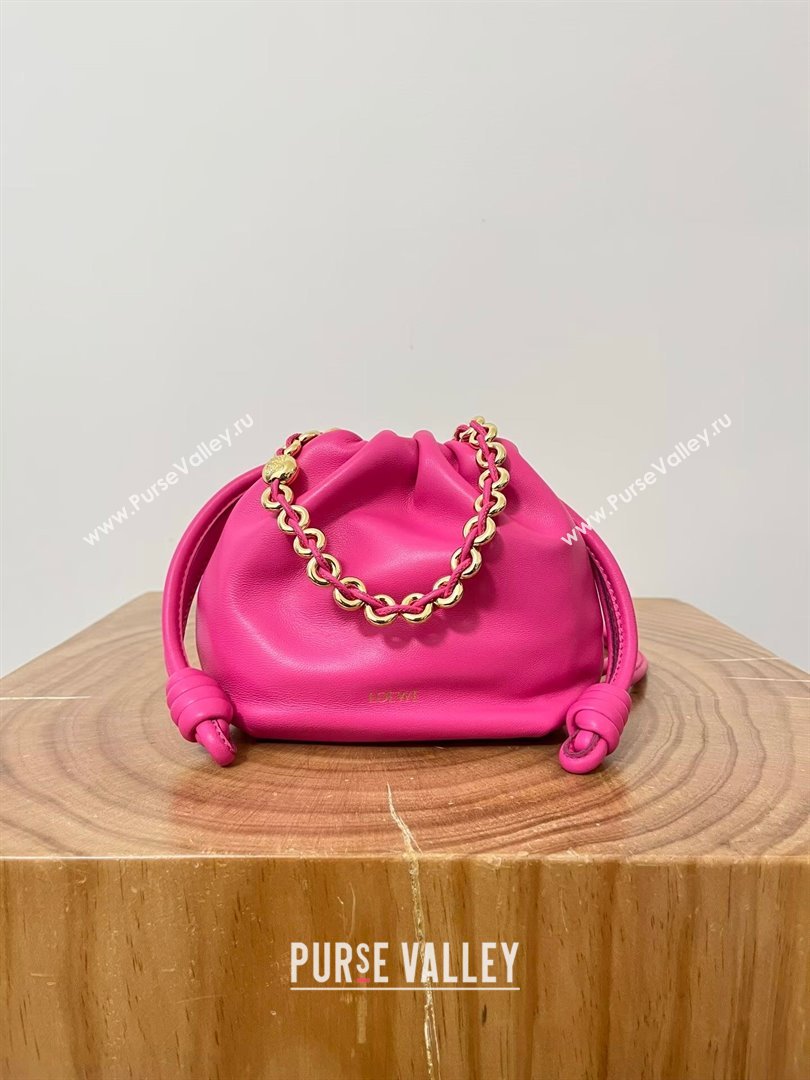 Loewe Mini Flamenco Purse Bag in Mellow Nappa Lambskin 9058 Fluorescent Pink 2024 (KE-24090214)