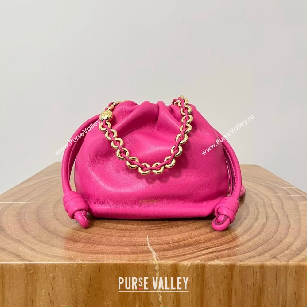 Loewe Mini Flamenco Purse Bag in Mellow Nappa Lambskin 9058 Fluorescent Pink 2024 (KE-24090214)