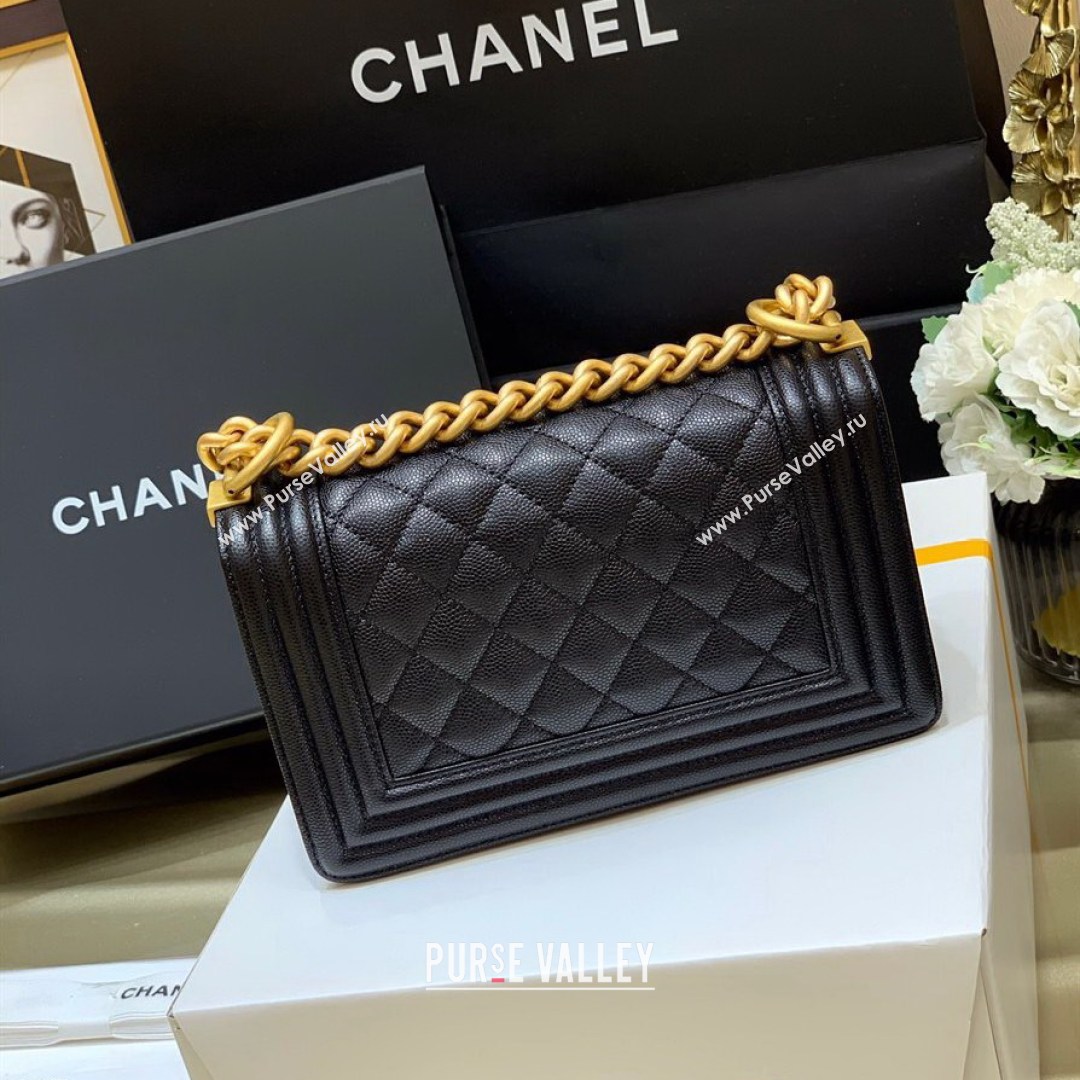 Chanel Quilted Original Haas Caviar Leather Small Boy Flap Bag Black/Gold (Top Quality) (SHUNY-210811067)