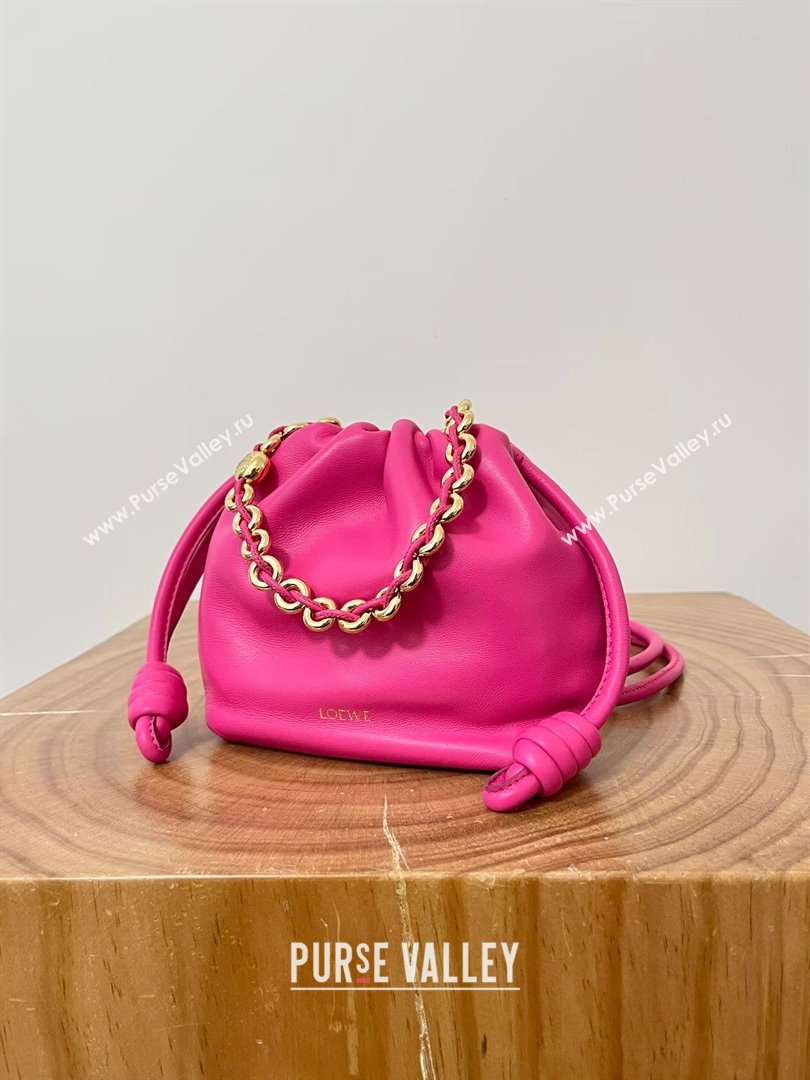 Loewe Mini Flamenco Purse Bag in Mellow Nappa Lambskin 9058 Fluorescent Pink 2024 (KE-24090214)