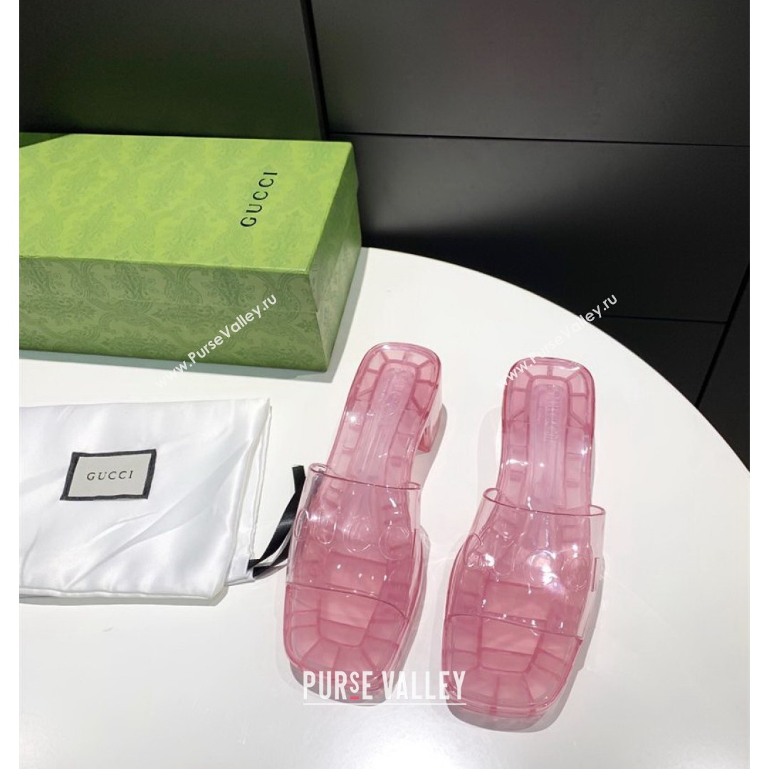 Gucci Transparent Rubber Slide Sandals Pink 2021 (MD-21081046)