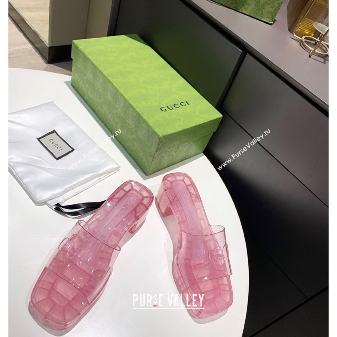 Gucci Transparent Rubber Slide Sandals Pink 2021 (MD-21081046)