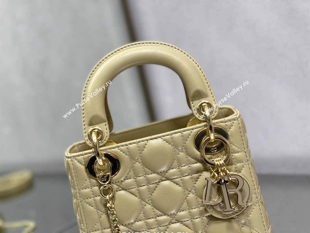 Dior Mini Lady Dior Bag in Beige Cannage Lambskin 2024 0523 (XXG-240523075)