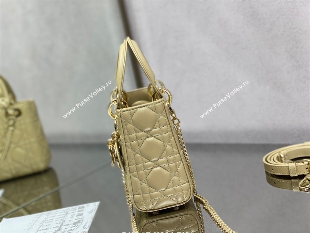 Dior Mini Lady Dior Bag in Beige Cannage Lambskin 2024 0523 (XXG-240523075)