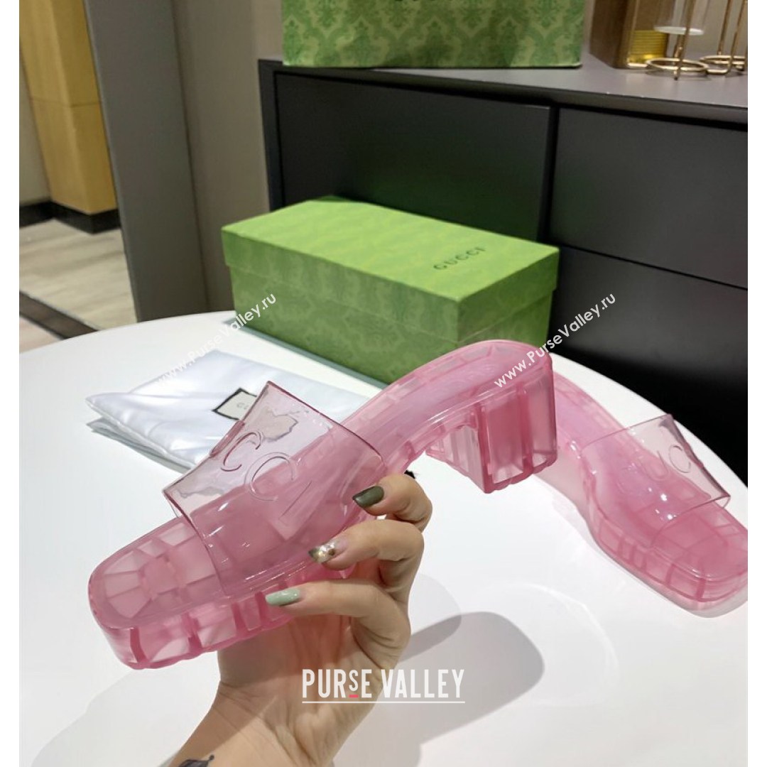 Gucci Transparent Rubber Slide Sandals Pink 2021 (MD-21081046)