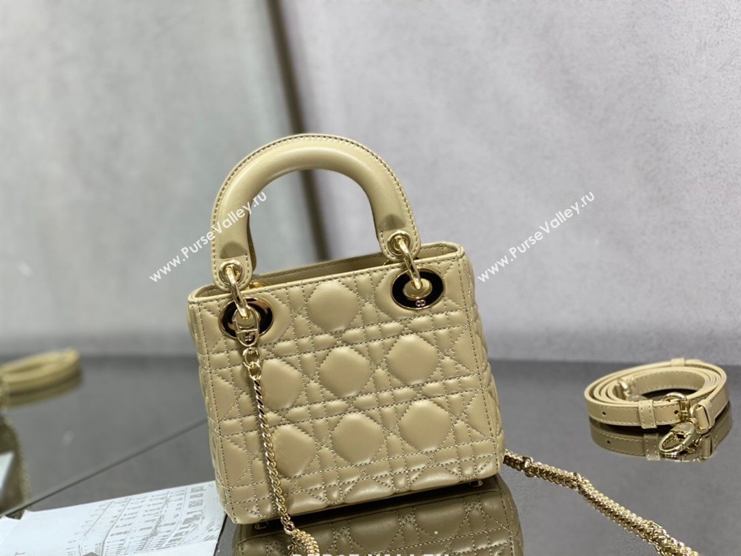 Dior Mini Lady Dior Bag in Beige Cannage Lambskin 2024 0523 (XXG-240523075)