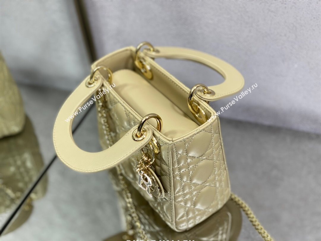 Dior Mini Lady Dior Bag in Beige Cannage Lambskin 2024 0523 (XXG-240523075)