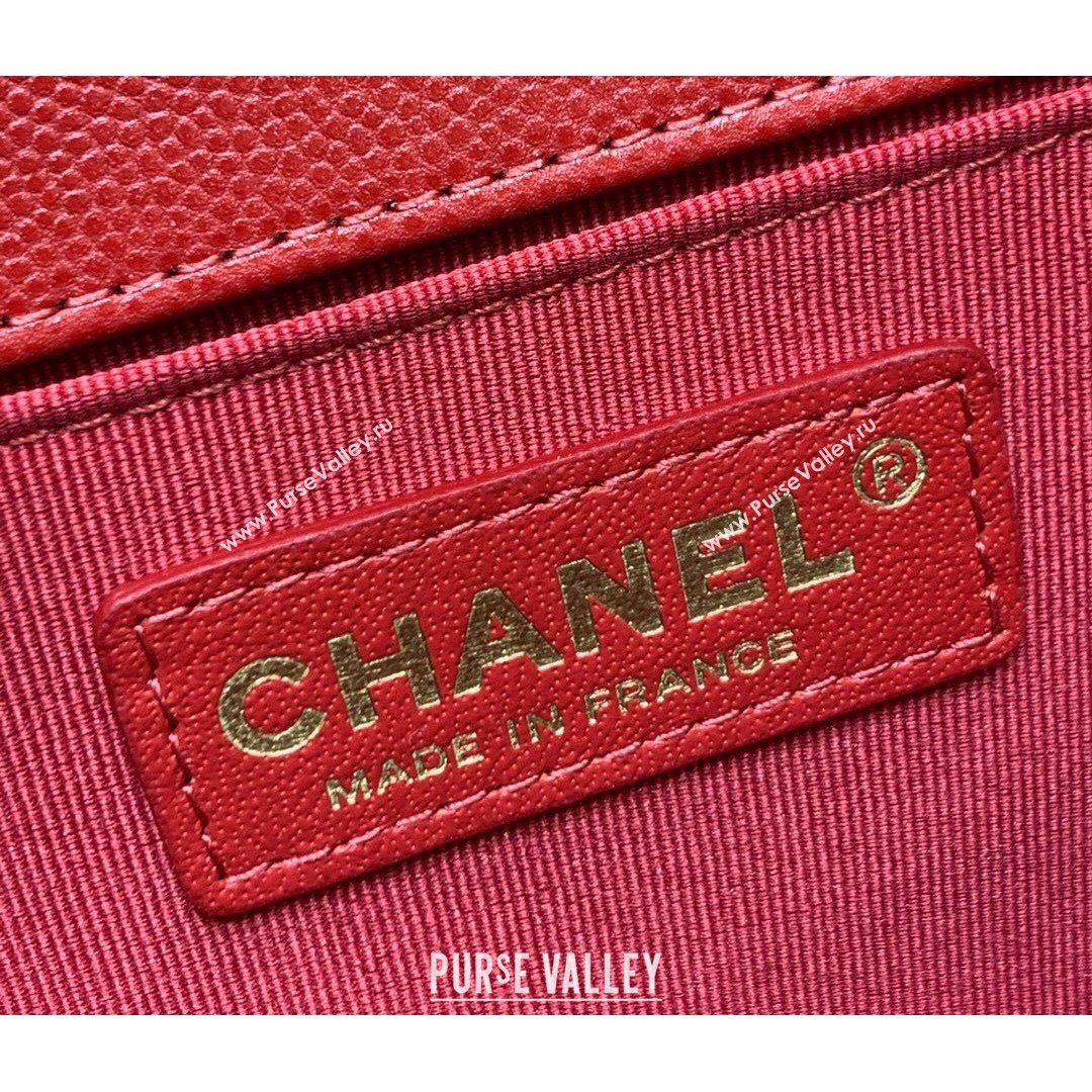 Chanel Quilted Original Haas Caviar Leather Small Boy Flap Bag Red/Gold (Top Quality) (SHUNY-210811068)