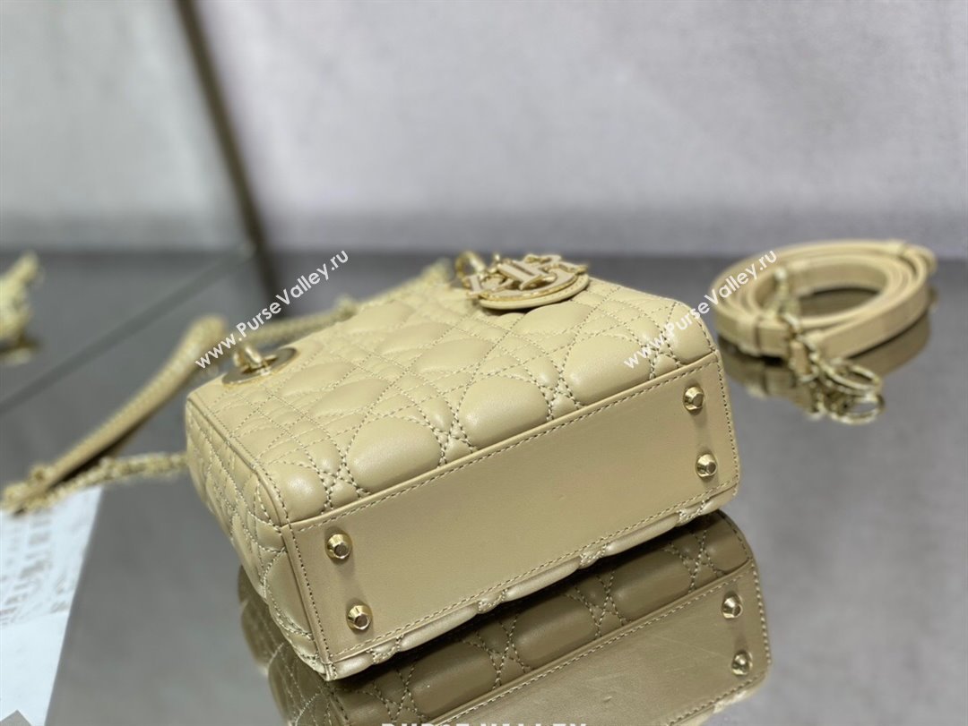 Dior Mini Lady Dior Bag in Beige Cannage Lambskin 2024 0523 (XXG-240523075)