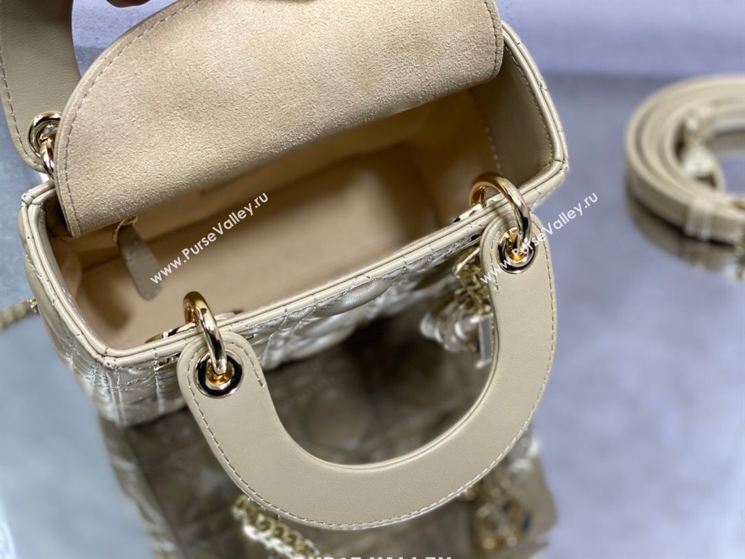 Dior Mini Lady Dior Bag in Beige Cannage Lambskin 2024 0523 (XXG-240523075)