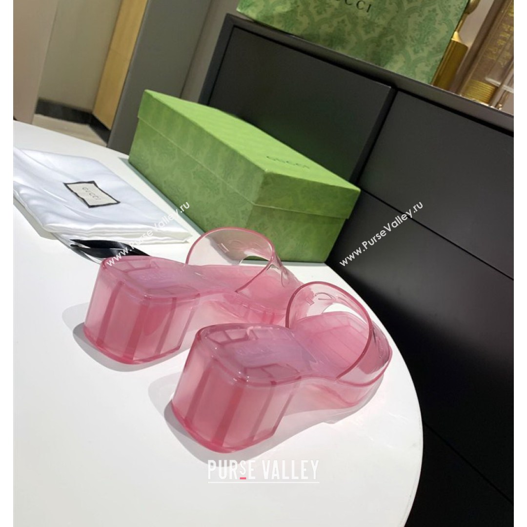 Gucci Transparent Rubber Slide Sandals Pink 2021 (MD-21081046)