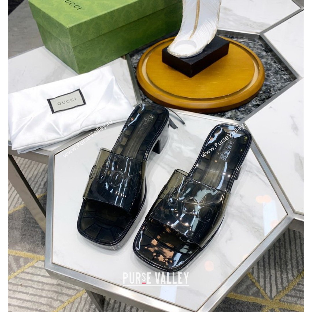 Gucci Transparent Rubber Slide Sandals Black 2021 (MD-21081047)