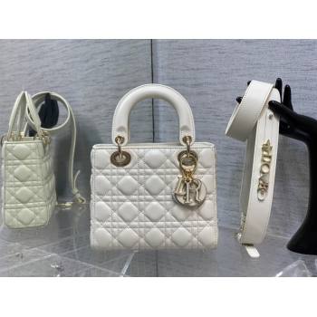 Dior Small Lady My ABCDior Bag in White Cannage Lambskin 2024 0523 (XXG-240523076)