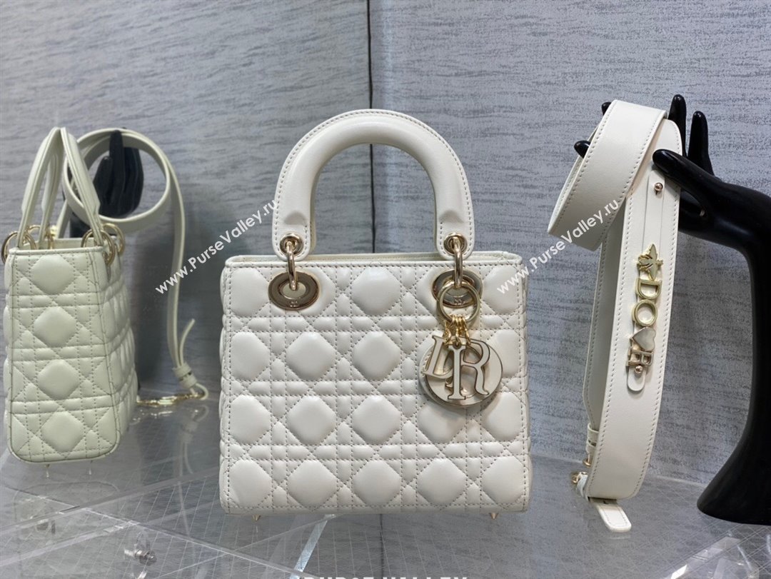 Dior Small Lady My ABCDior Bag in White Cannage Lambskin 2024 0523 (XXG-240523076)