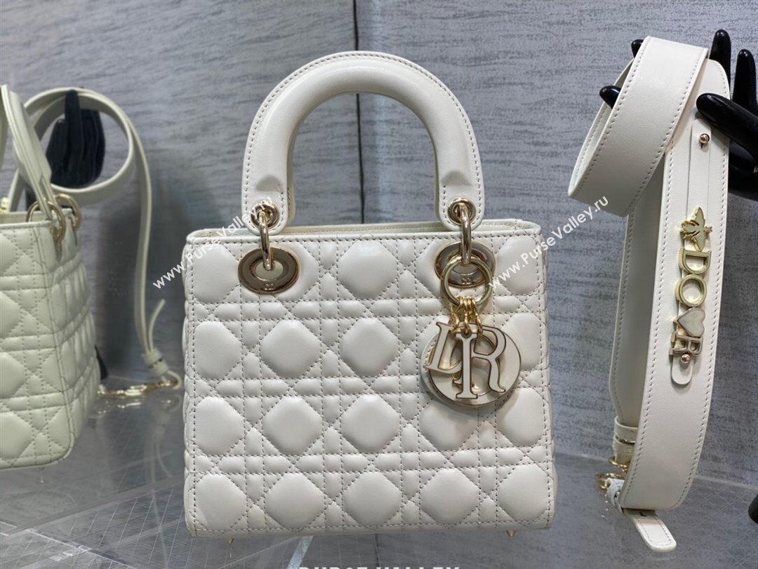 Dior Small Lady My ABCDior Bag in White Cannage Lambskin 2024 0523 (XXG-240523076)