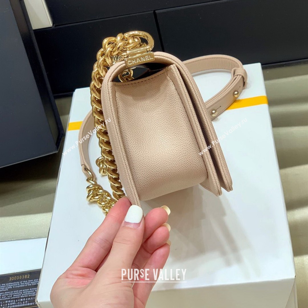 Chanel Quilted Original Haas Caviar Leather Small Boy Flap Bag Nude Pink/Gold (Top Quality) (SHUNY-210811069)