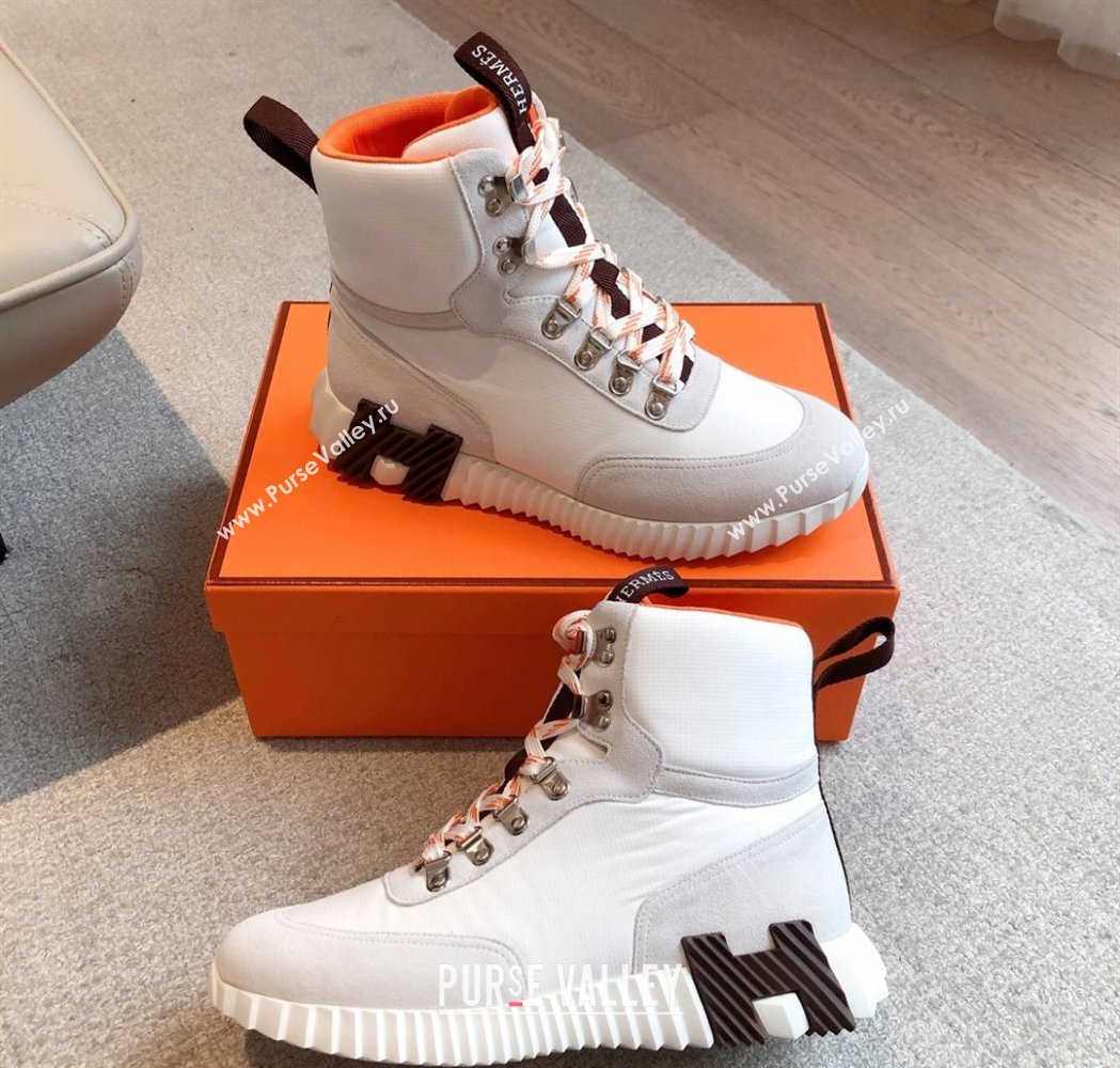 Hermes Klimb Boot Sneakers in Suede and Check Fabric White 2025 0226 (XC-250226039)