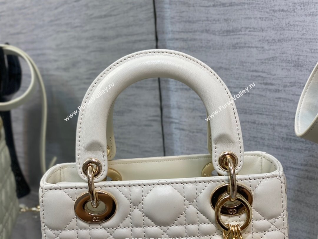 Dior Small Lady My ABCDior Bag in White Cannage Lambskin 2024 0523 (XXG-240523076)