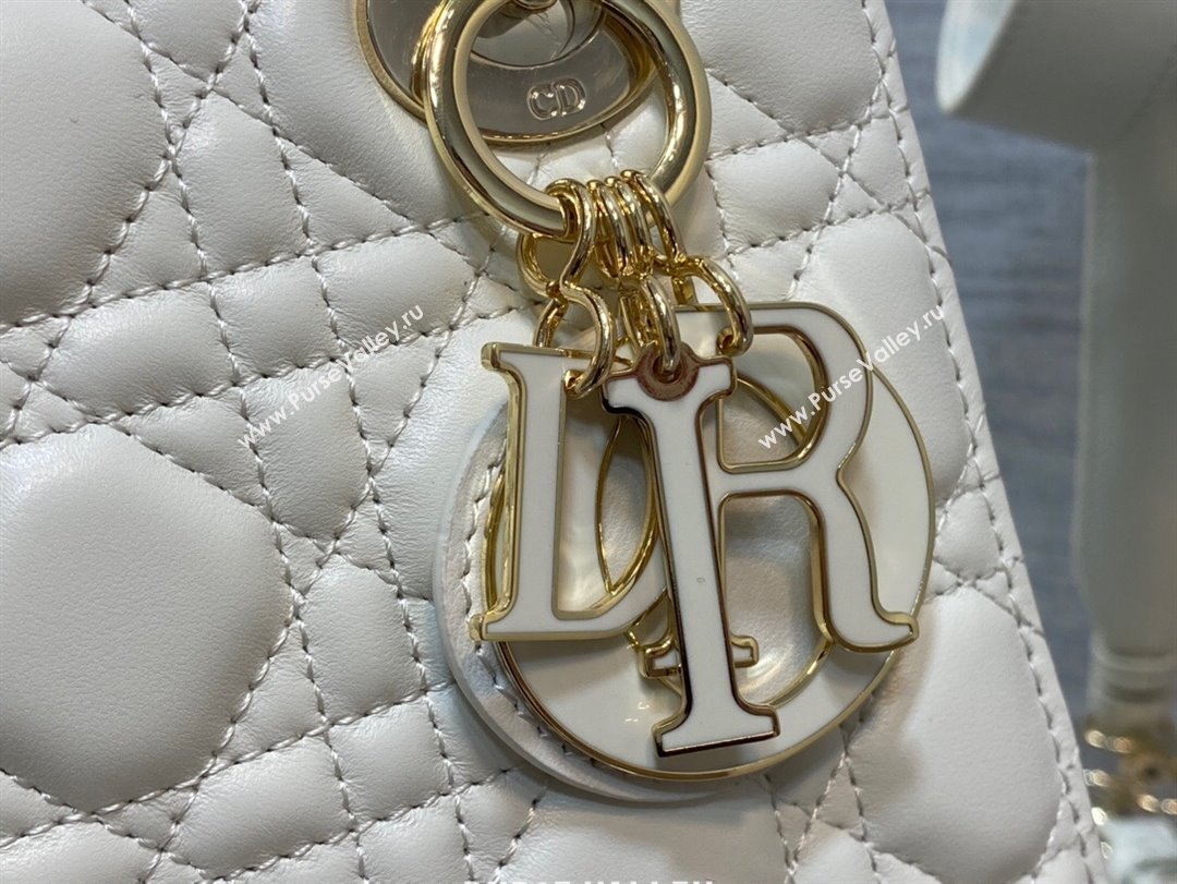 Dior Small Lady My ABCDior Bag in White Cannage Lambskin 2024 0523 (XXG-240523076)