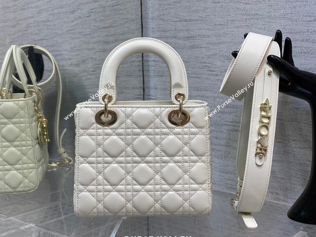 Dior Small Lady My ABCDior Bag in White Cannage Lambskin 2024 0523 (XXG-240523076)