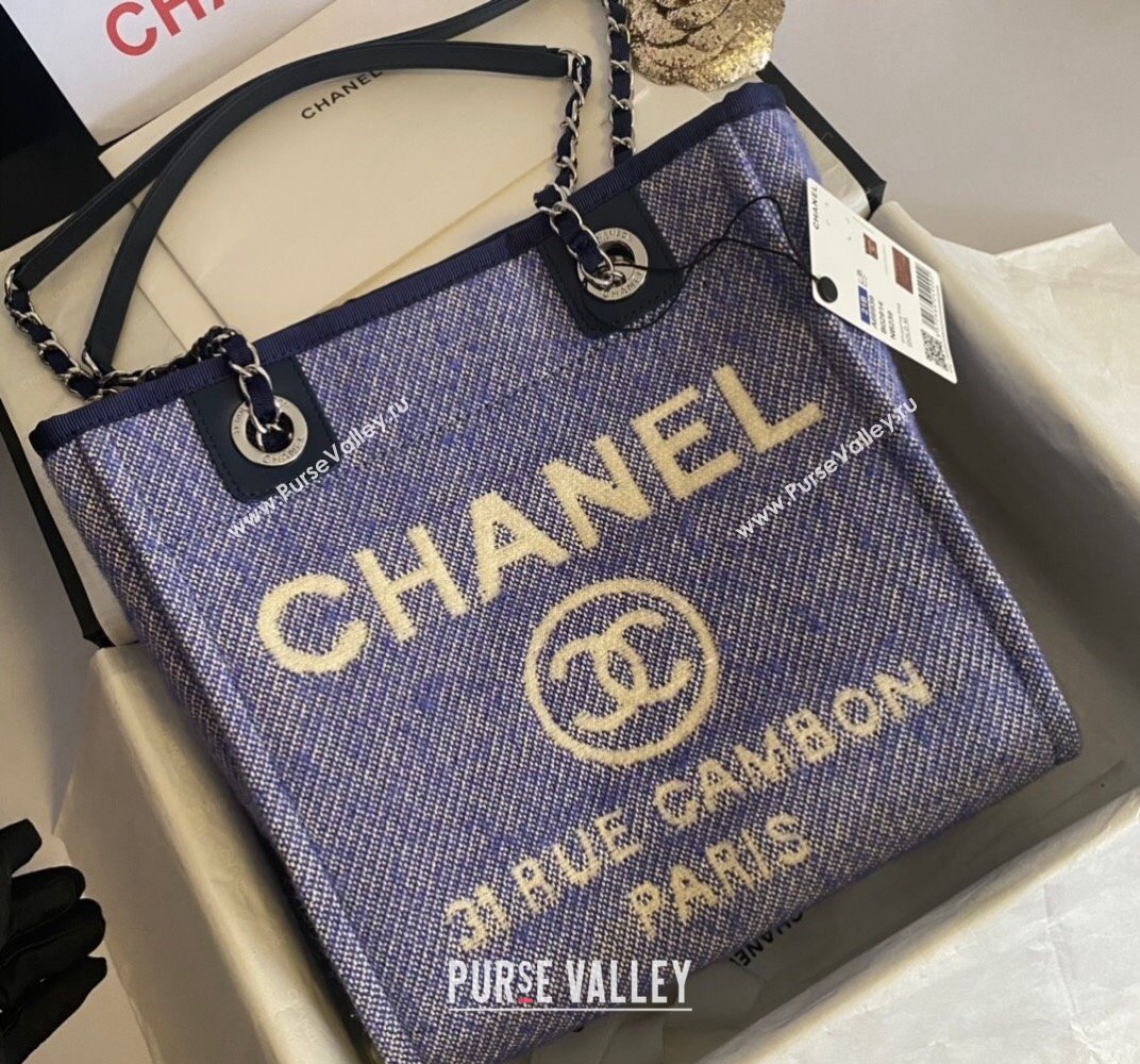 Chanel Deauville Mixed Fibers Small Shopping Bag Purple 2021 (SSZ-21101254)
