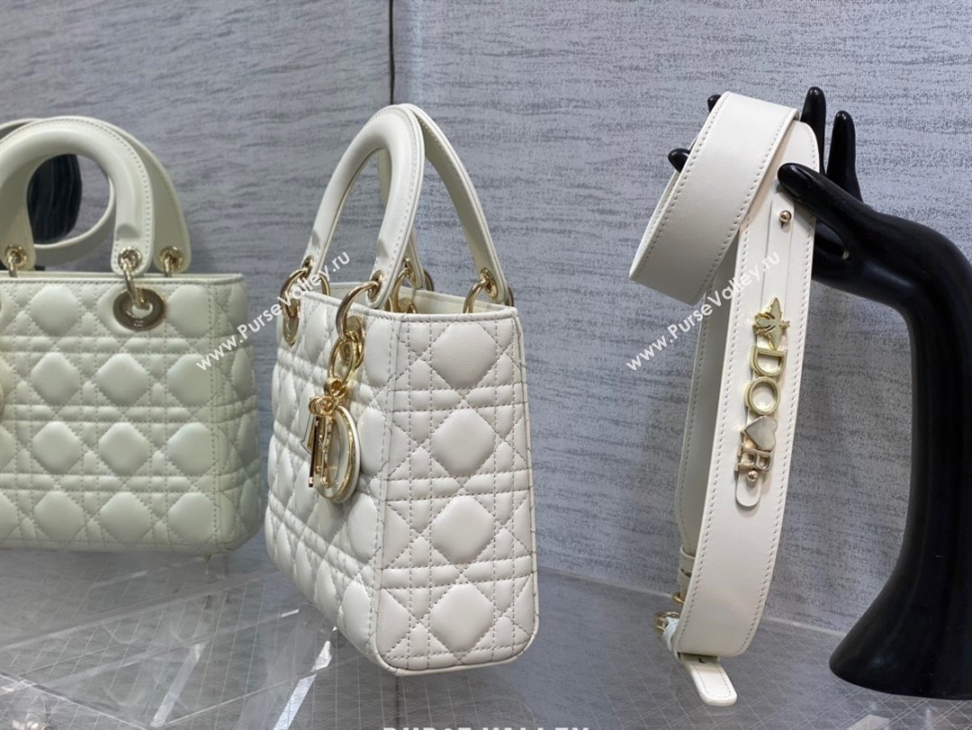 Dior Small Lady My ABCDior Bag in White Cannage Lambskin 2024 0523 (XXG-240523076)