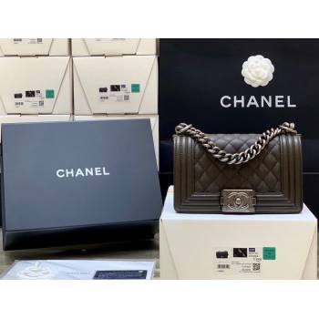 Chanel Quilted Original Haas Caviar Leather Small Boy Flap Bag Army Green/Silver (Top Quality) (SHUNY-210811070)