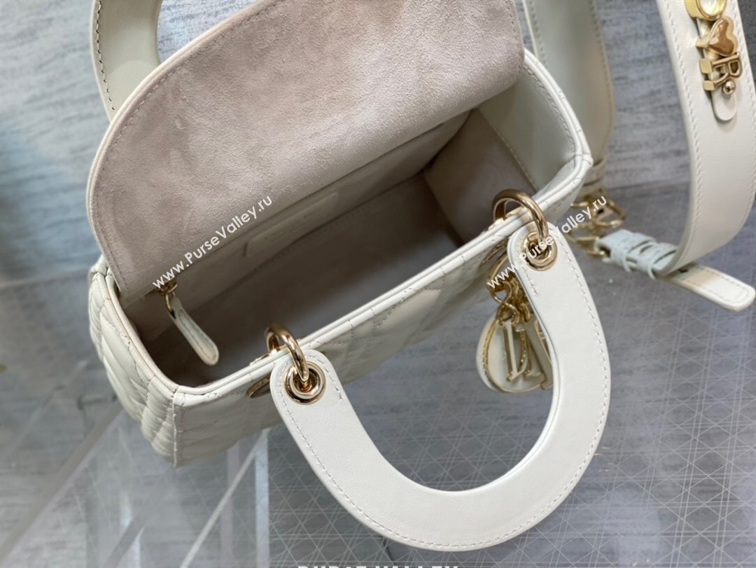 Dior Small Lady My ABCDior Bag in White Cannage Lambskin 2024 0523 (XXG-240523076)