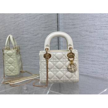 Dior Mini Lady Dior Bag in White Cannage Lambskin 2024 0523 (XXG-240523077)
