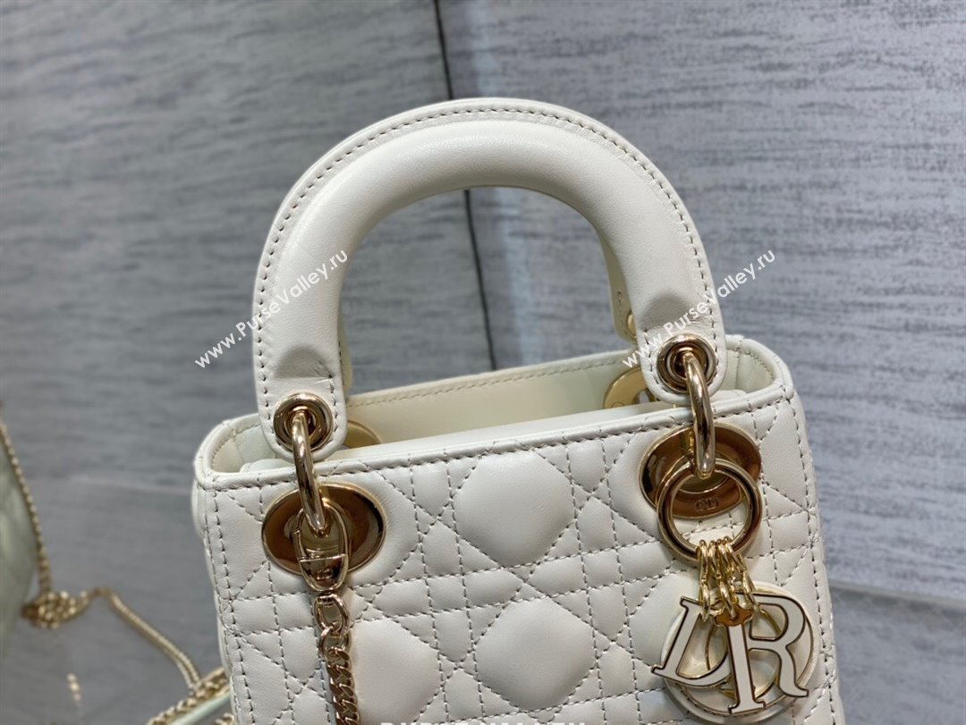 Dior Mini Lady Dior Bag in White Cannage Lambskin 2024 0523 (XXG-240523077)