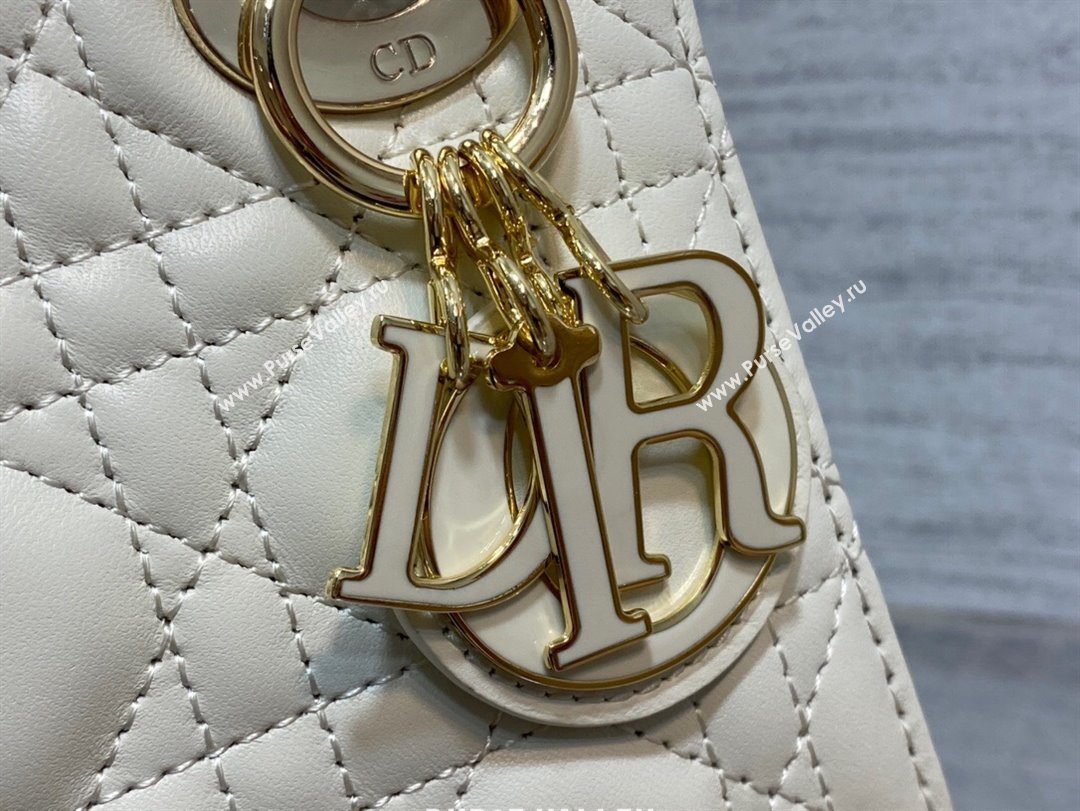 Dior Mini Lady Dior Bag in White Cannage Lambskin 2024 0523 (XXG-240523077)