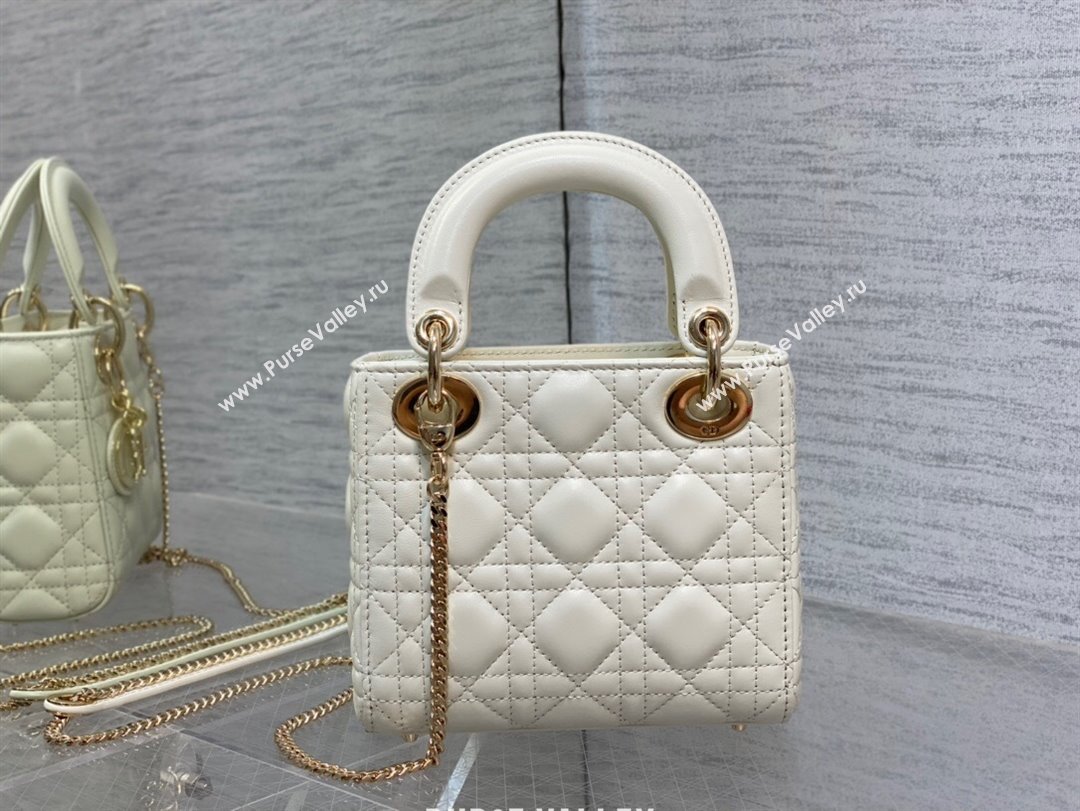 Dior Mini Lady Dior Bag in White Cannage Lambskin 2024 0523 (XXG-240523077)