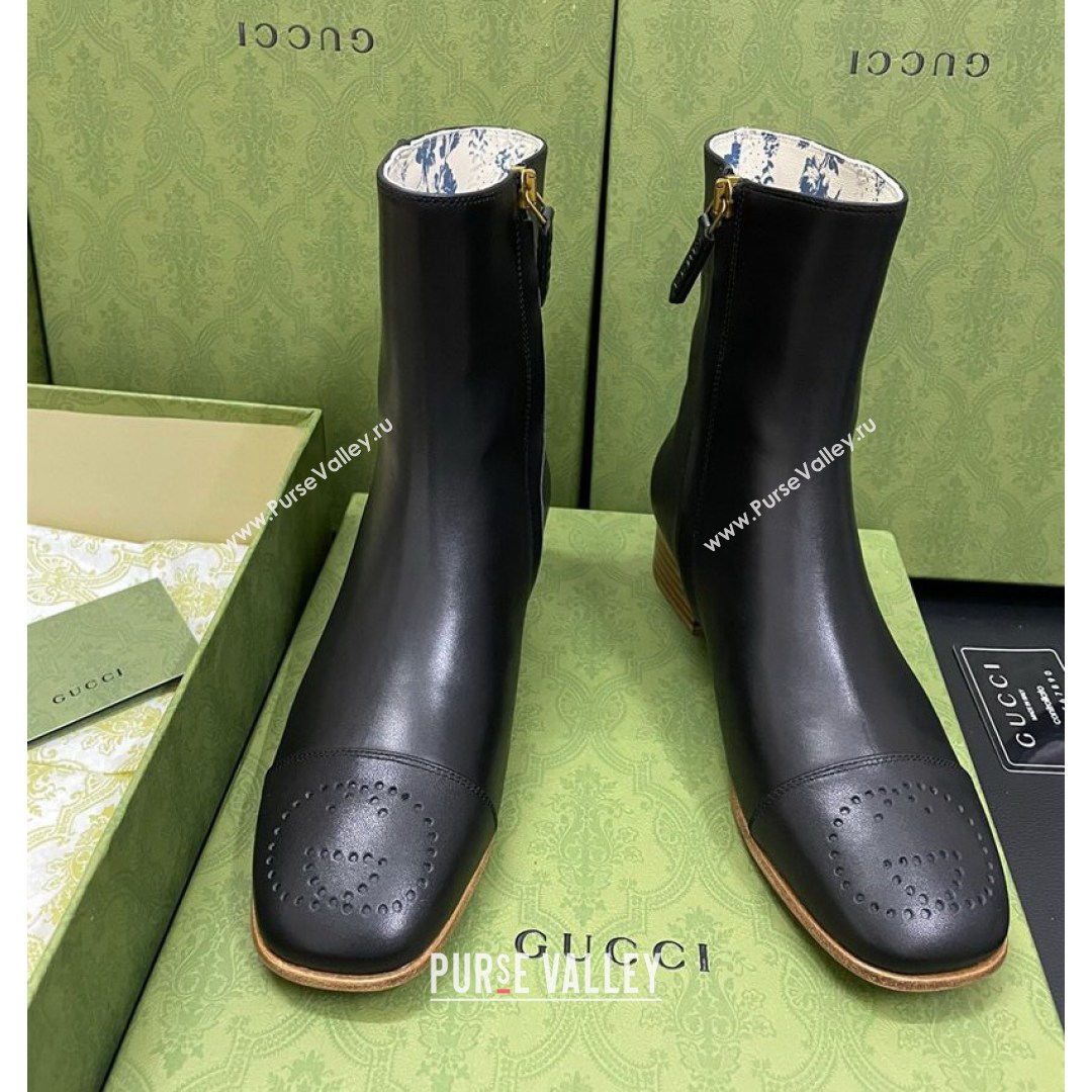 Gucci Calfskin Short Boot with Double G Toe Black 2021 (MD-21081050)