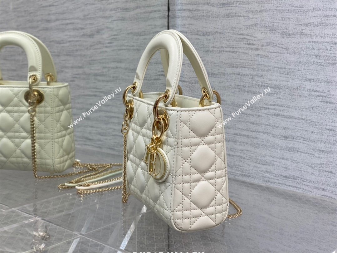 Dior Mini Lady Dior Bag in White Cannage Lambskin 2024 0523 (XXG-240523077)