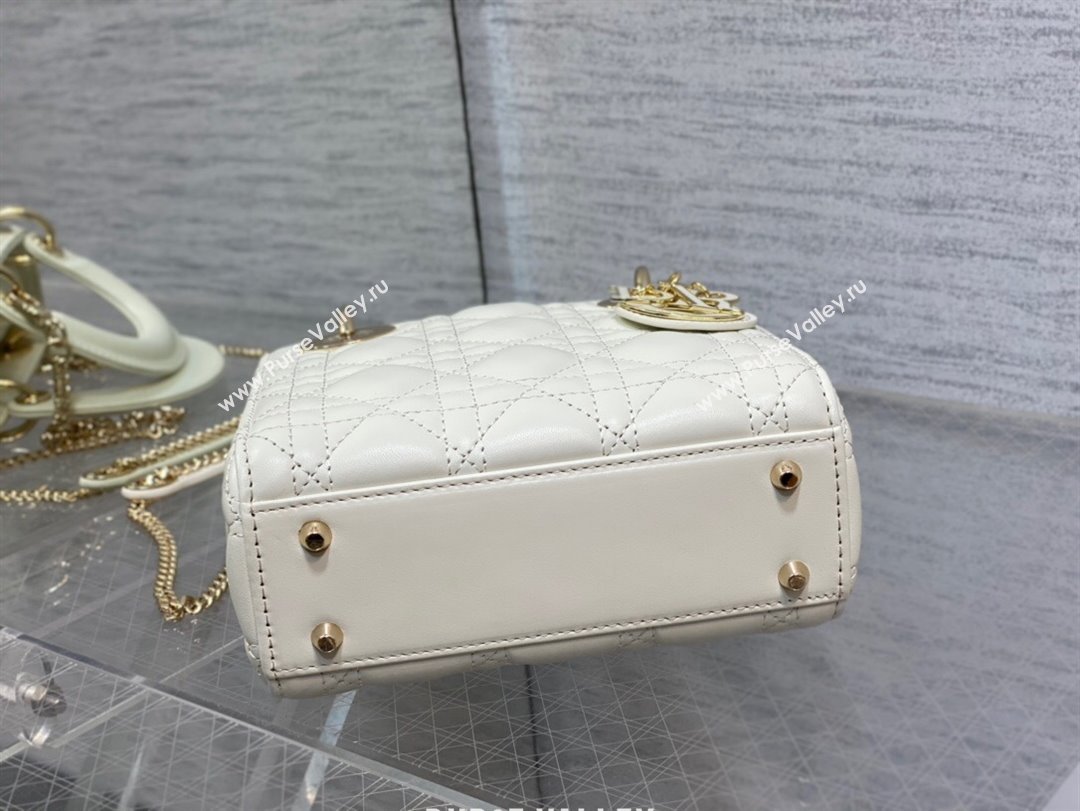 Dior Mini Lady Dior Bag in White Cannage Lambskin 2024 0523 (XXG-240523077)